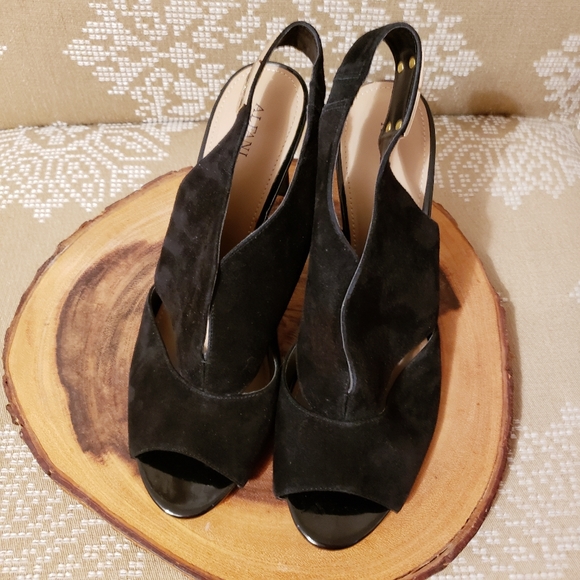 CUT-OUT PEEP-TOE SLING-BACK SUEDE HEELS - Picture 8 of 12